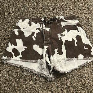 Shein cow print jean shorts